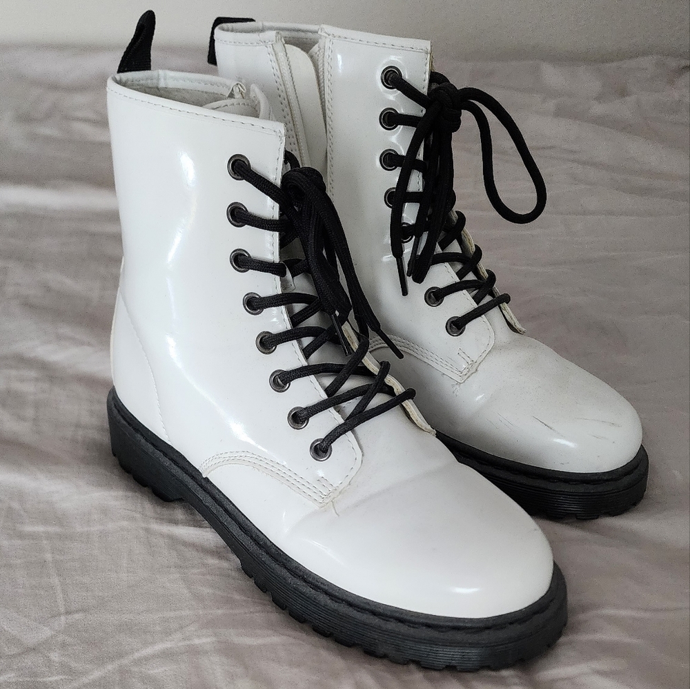 White combat boots